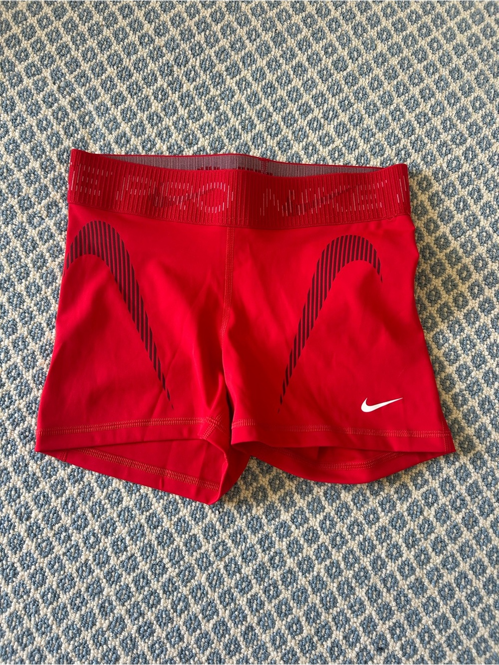 Nike Red Compression Training Shorts with Black Accents